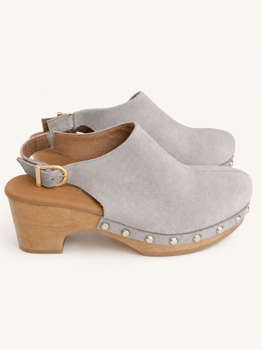 Andre Assous Skylar Women's Slingback Clog Heels in Taupe Size 7 Boho Festival